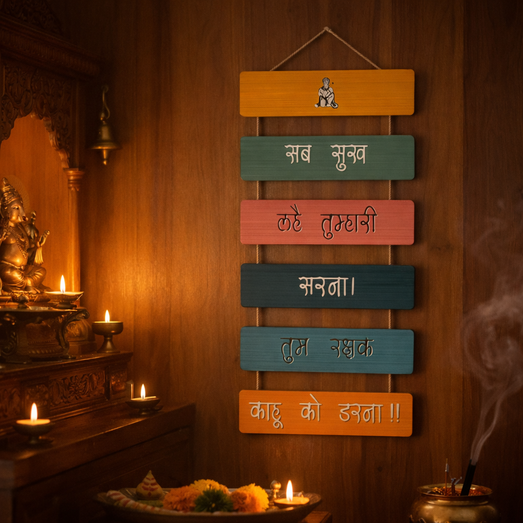 Hanuman Mantra Wooden Wall Hanging