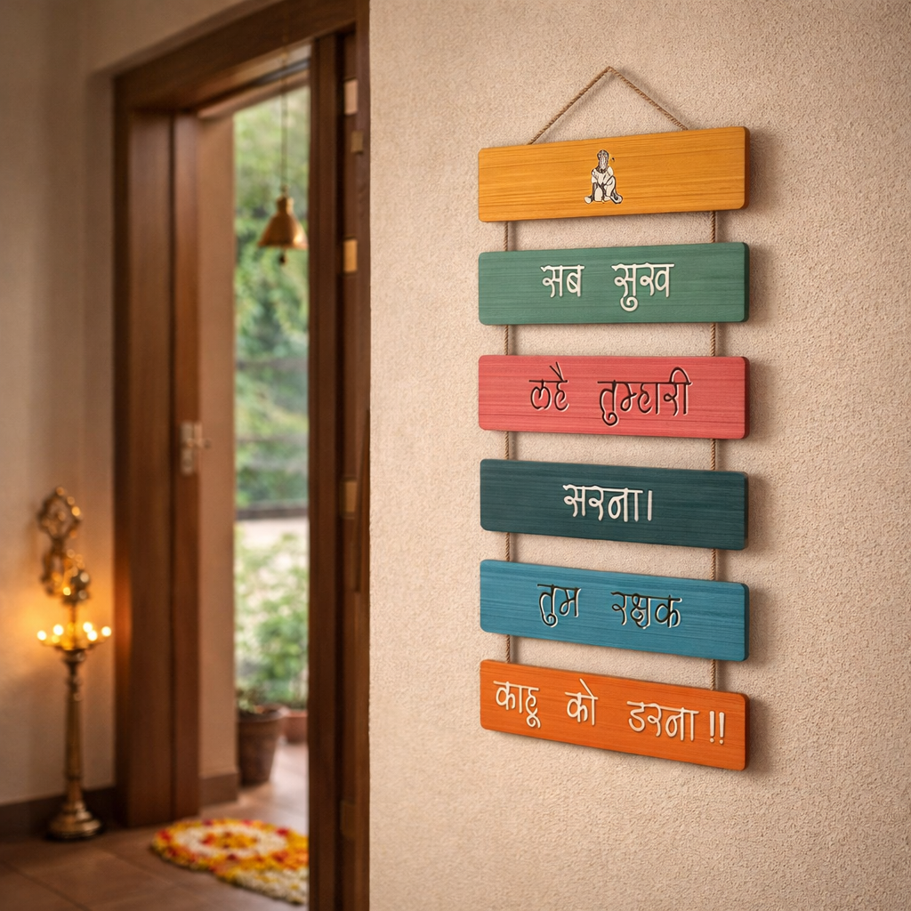 Hanuman Mantra Wooden Wall Hanging